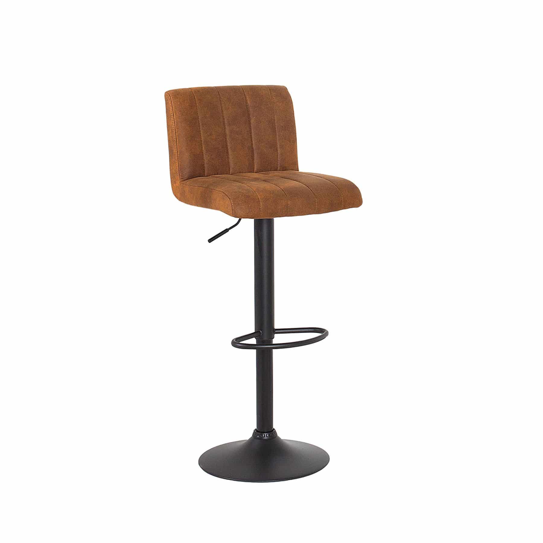 Drehbarer Barhocker PORTLAND vintage braun Microfaser Barstuhl mit Lehne höhenverstellbar