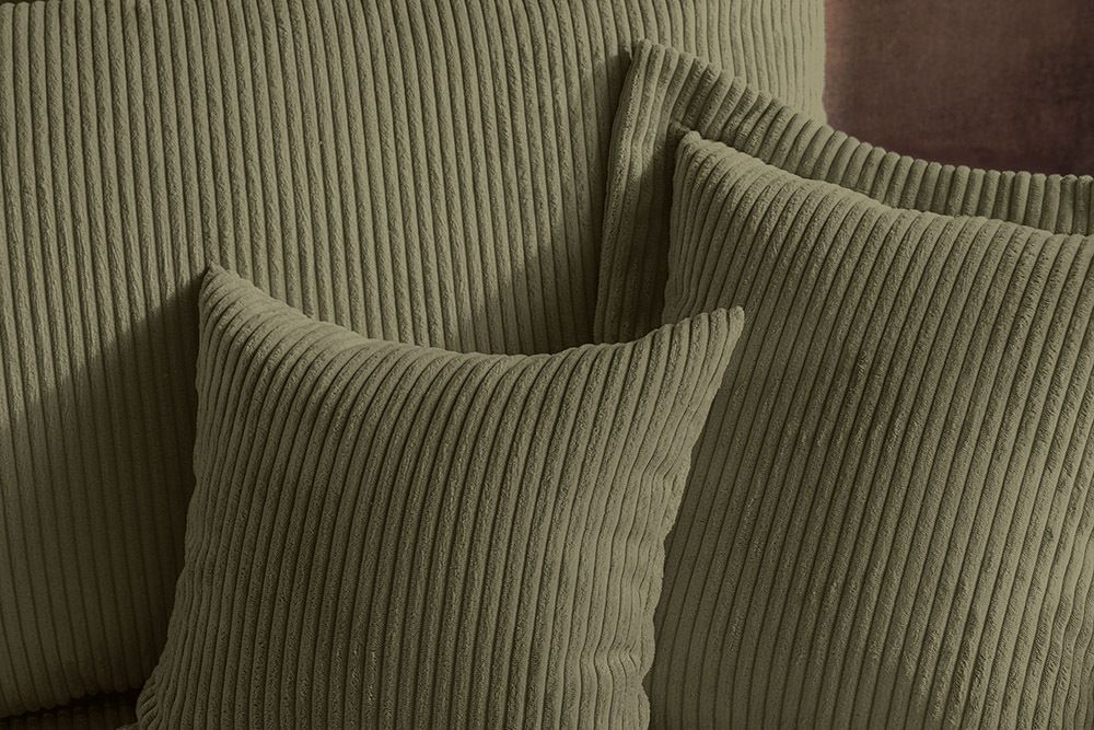Design Ecksofa ATMOSPHERE XL 245cm grün Cord Federkern inkl. Kissen
