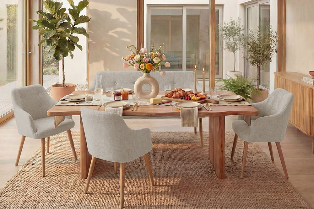 Nordische Sitzbank SCANDINAVIA MEISTERSTÜCK 115cm beige natur Massivholz mit Armlehne » Jetzt kaufen