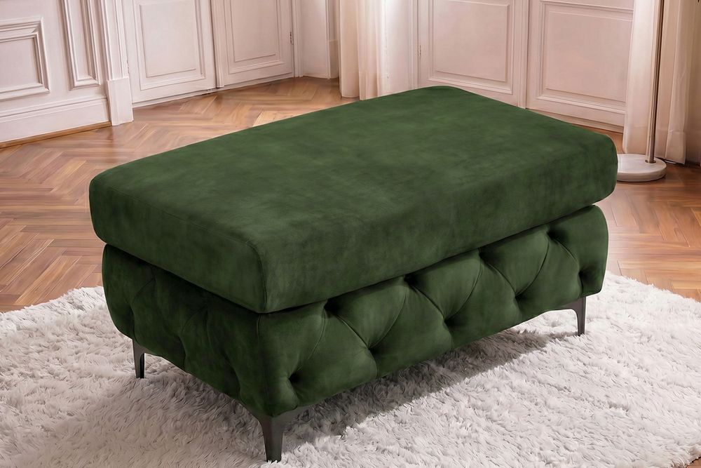 Chesterfield Sitzhocker MODERN BAROCK 95cm grün Samt Fußhocker