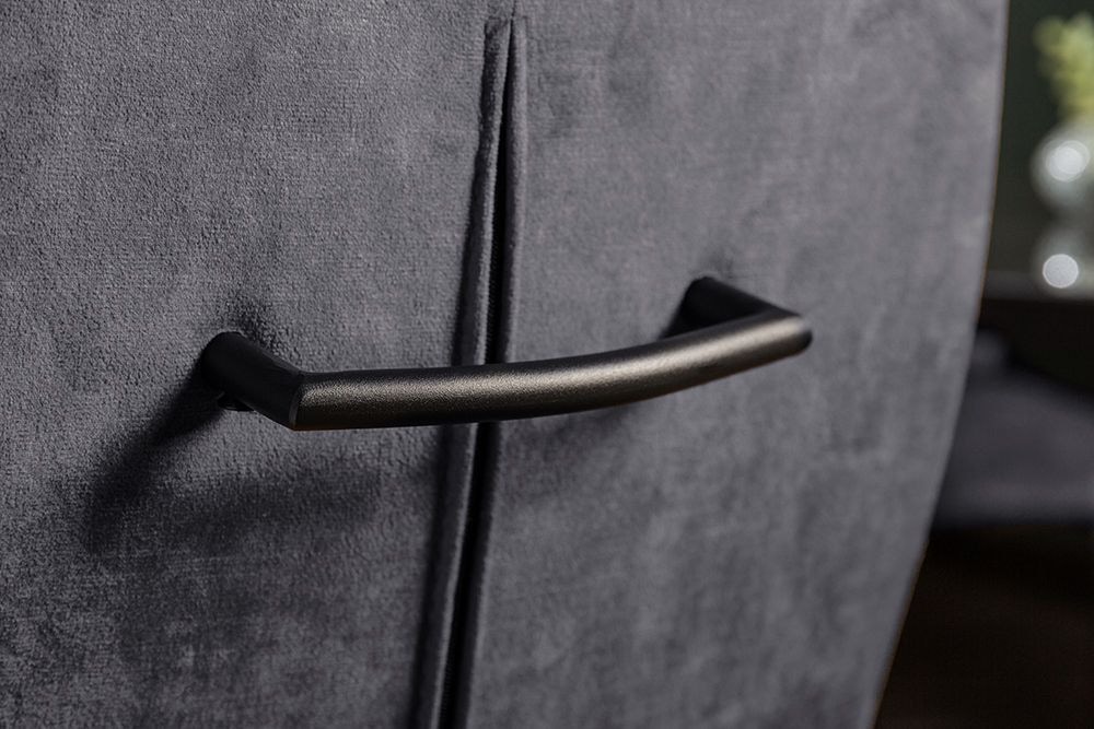 Moderner Freischwinger Stuhl COMFORT grau Samt mit Komfortgriff