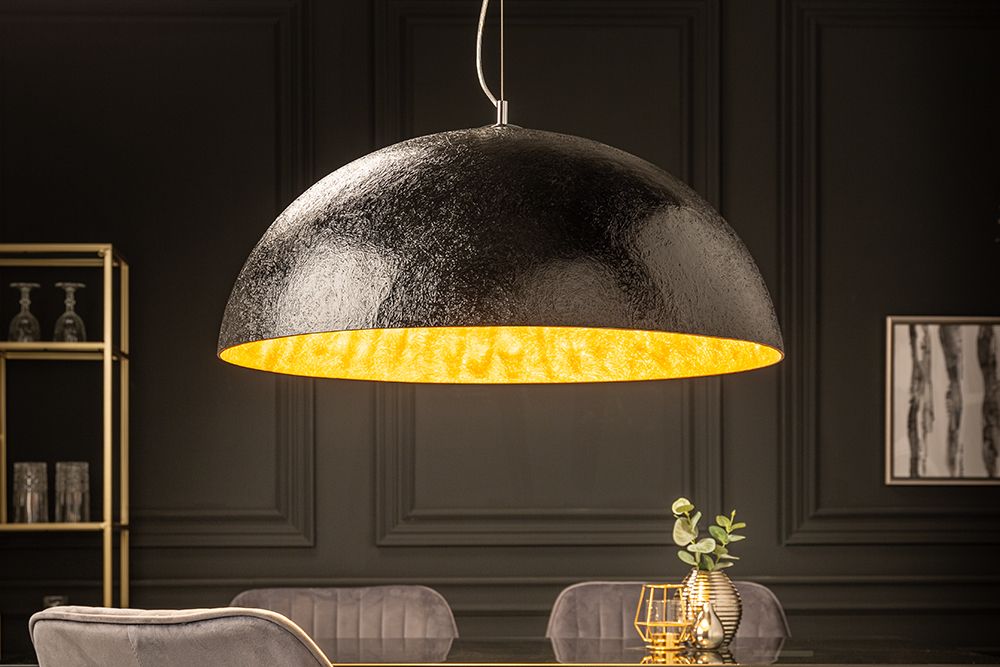 Elegante Design Hängeleuchte GLOW 70cm schwarz gold Hängelampe
