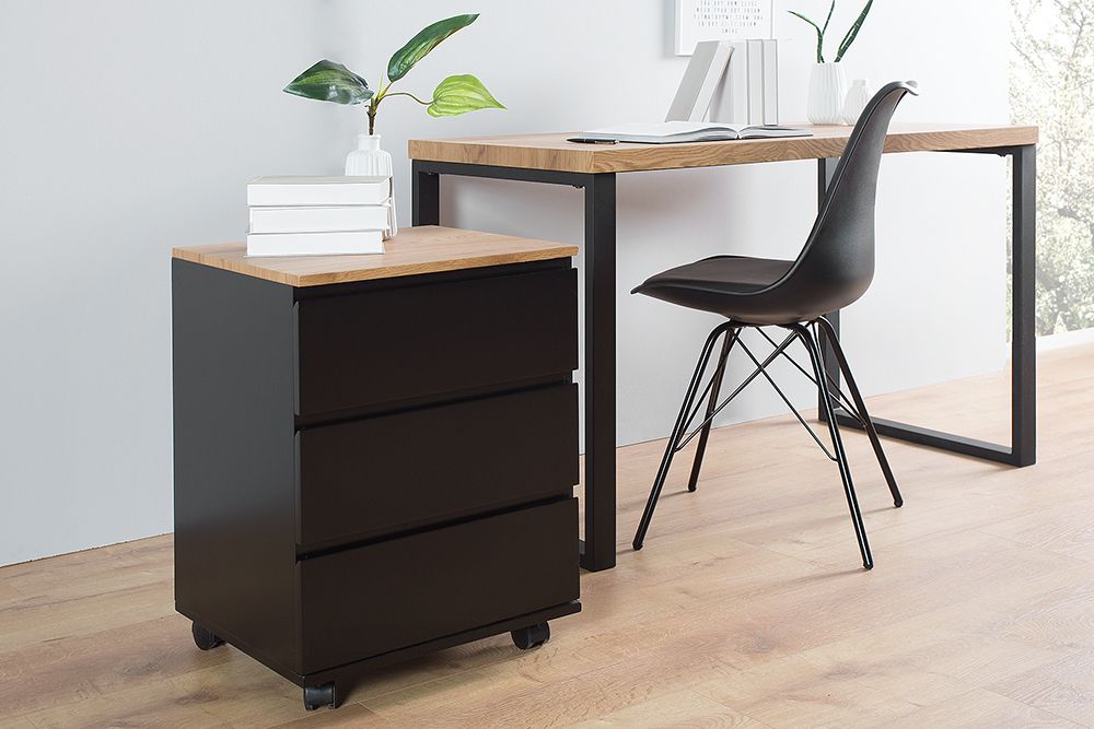 Moderner Rollcontainer BIG DEAL 46cm edelmatt schwarz Eiche