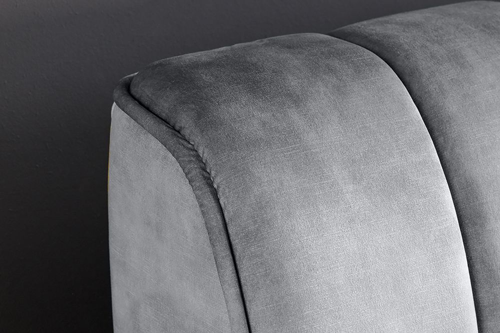 Retro Bett AMSTERDAM 180x200cm grau Samt schwarz Metall Polsterbett