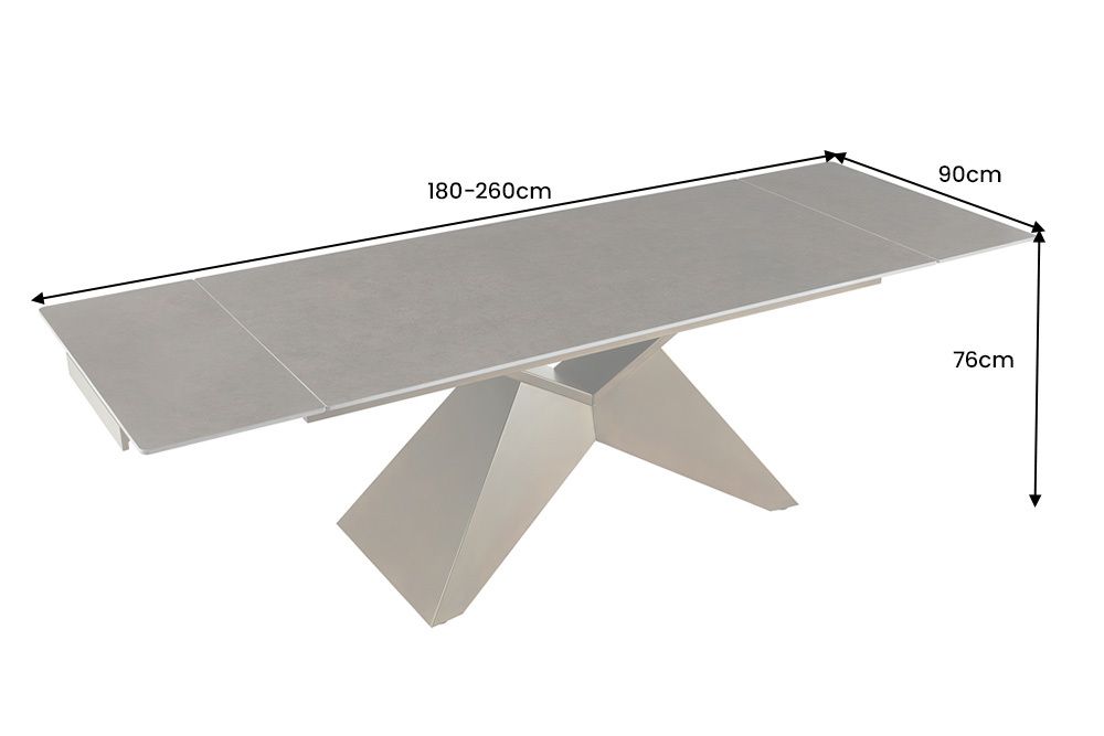 Design Esstisch DIAMOND 180-260cm rost Keramik Metallgestell bronze