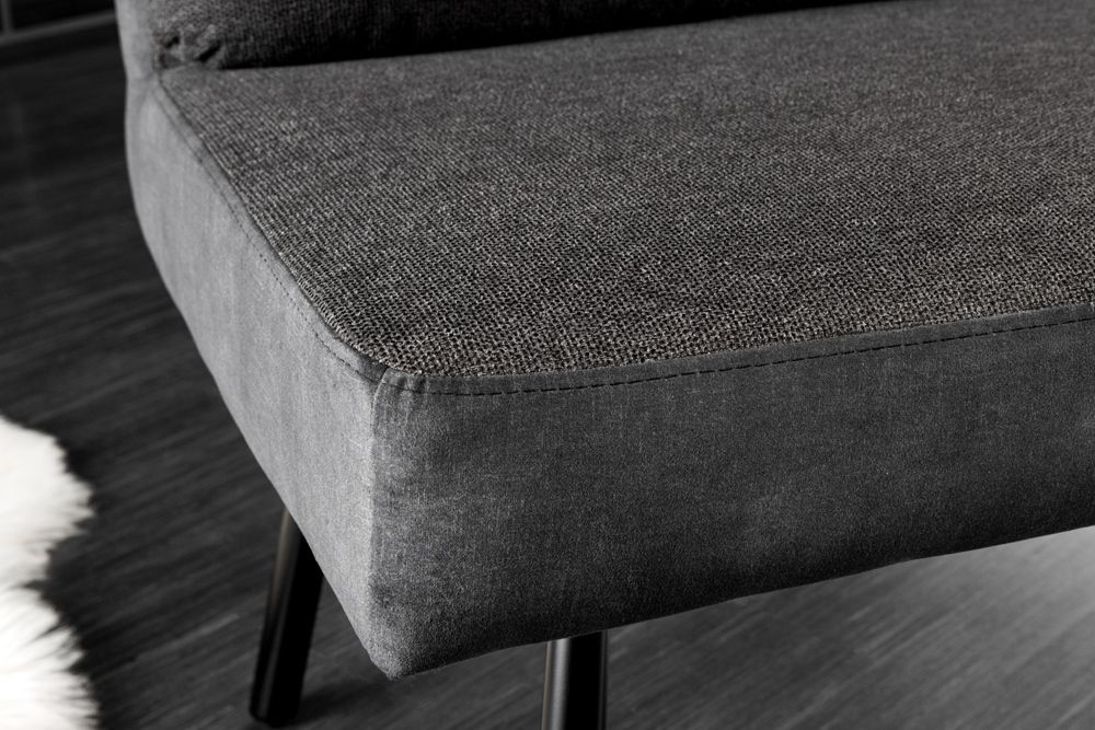 Moderne Sitzbank BIG GEORGE 160cm anthrazit Samt Strukturstoff Taschenfederkern schwarz
