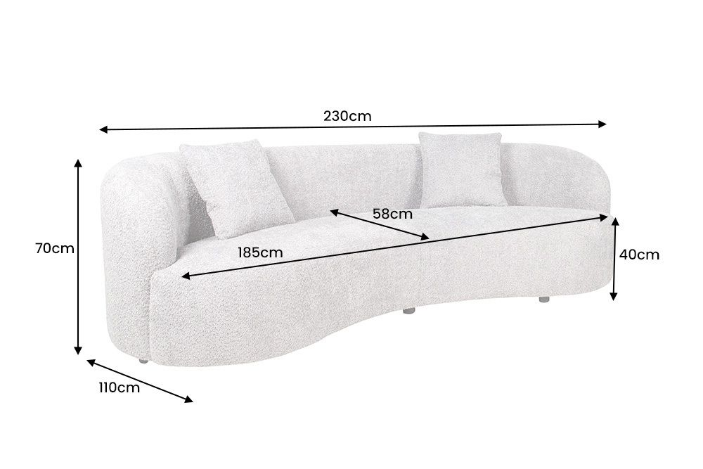 Modernes Sofa ATELIER 230cm beige Bouclé 3-Sitzer Couch inkl. Kissen