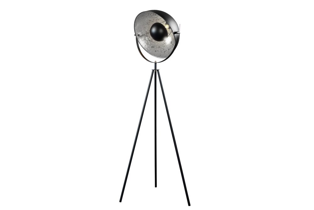 Industrial Stehlampe STUDIO 150cm schwarz Blattsilber-Optik neigbarer Schirm
