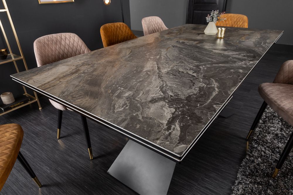 Ausziehbarer Esstisch EUPHORIA 180-220-260cm taupe anthrazit Keramik made in Italy