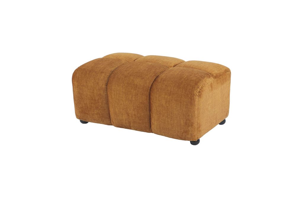 Moderner Hocker CLOUD 100cm senfgelb Vogue Samtstoff Federkern Fußhocker Sitzhocker