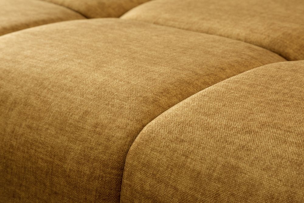 Extravaganter Hocker ELEGANCIA 110cm senfgelb Vogue Velours Samt mit Ziersteppung