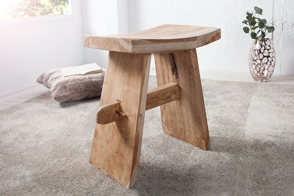 Massiver Hocker ZEN 40cm Teakholz Beistelltisch
