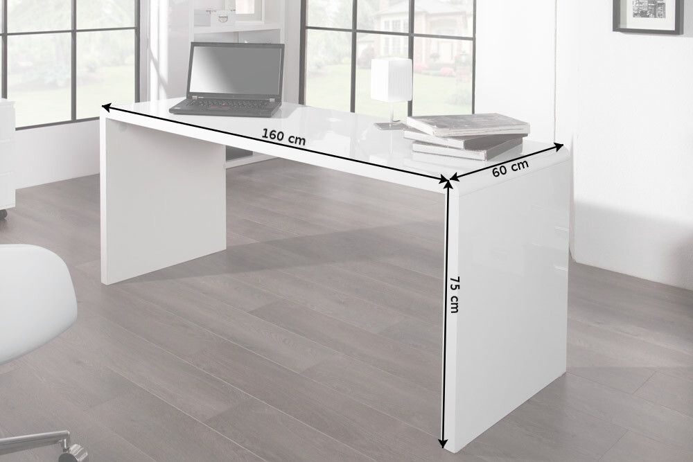 Design Schreibtisch FAST TRADE 160cm weiß Hochglanz Computertisch