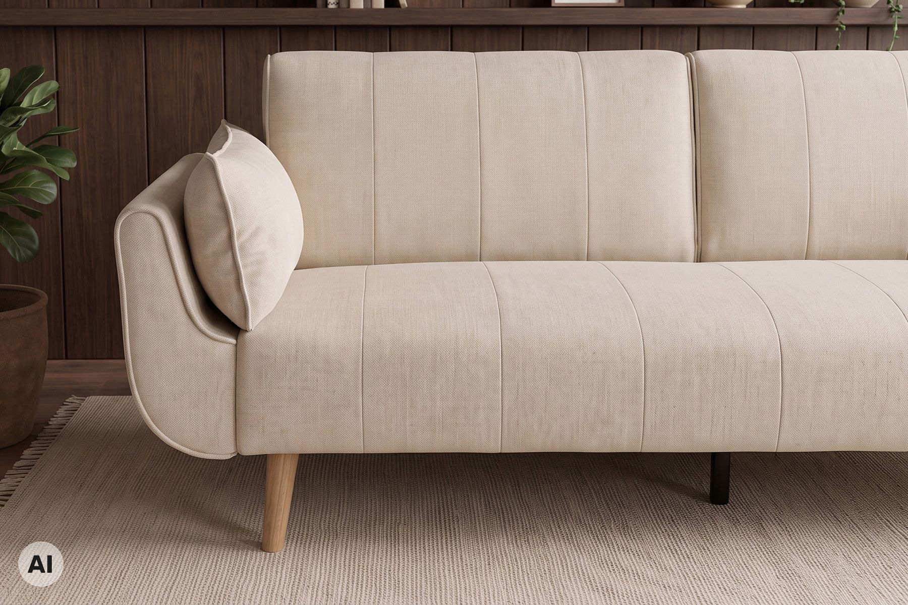Schlafsofa DIVANI 220cm greige Strukturstoff 3-Sitzer mit Bettfunktion inkl. Kissen