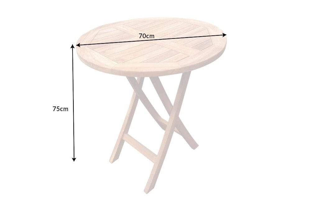 Massiver Gartentisch EMPIRE TEAK 70cm natur Teakholz rund klappbar Balkontisch Outdoor
