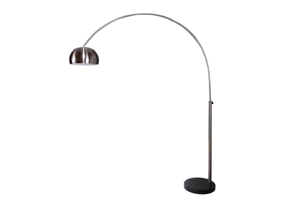Ausziehbare Bogenlampe LOUNGE DEAL 170-210cm chrom gebürstet Marmorfuß Stehlampe