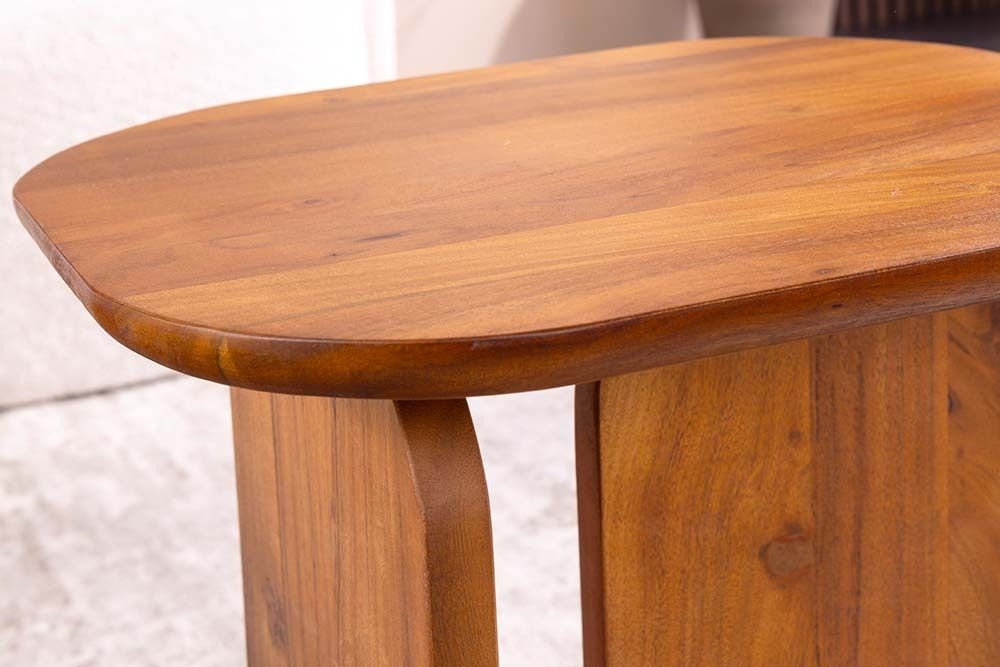2er Set Couchtische GATSBY 100cm braun Akazienholz organische Form Beistelltisch