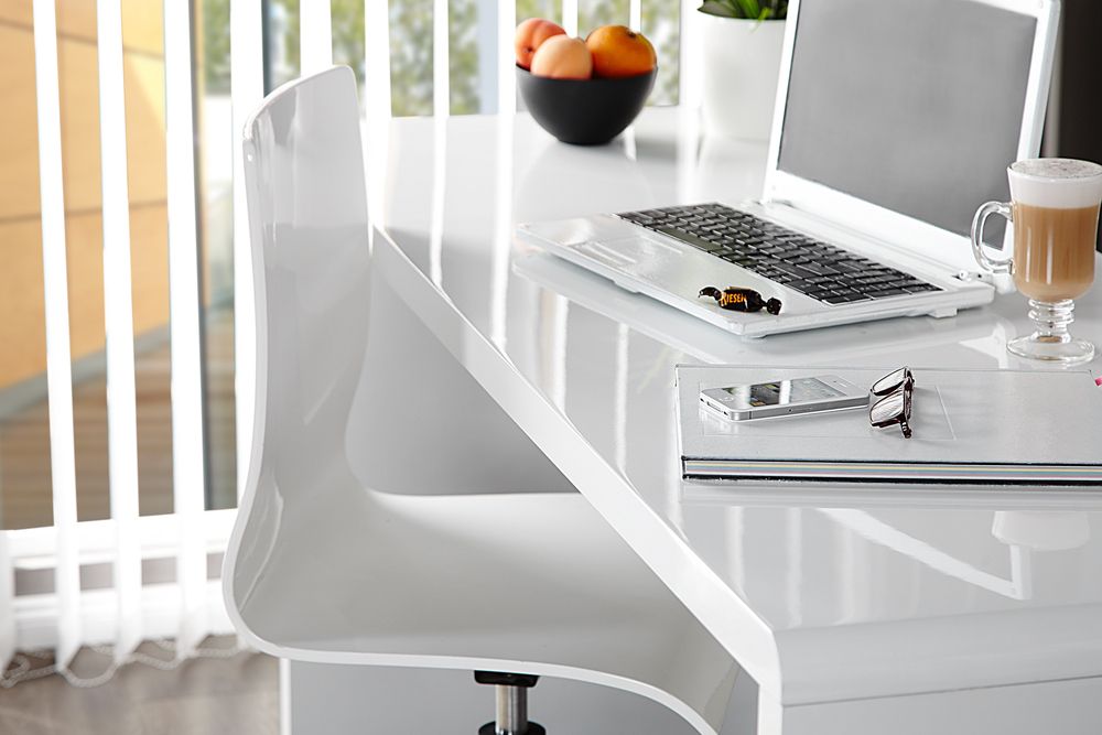 Design Schreibtisch FAST TRADE 140cm weiß Hochglanz Bürotisch