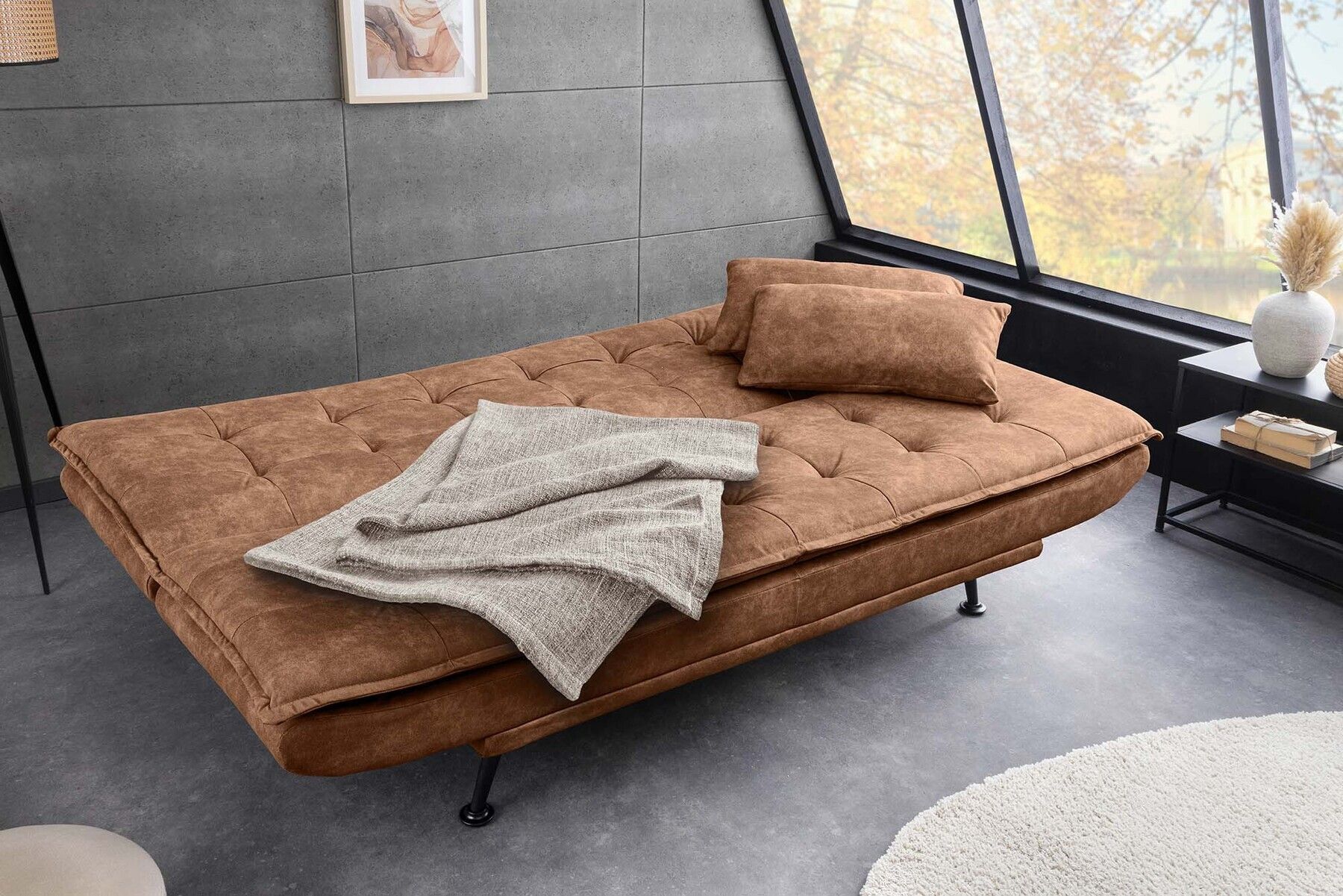 Modernes Schlafsofa JAZZ 190cm antik braun Microfaser 3-Sitzer Couch