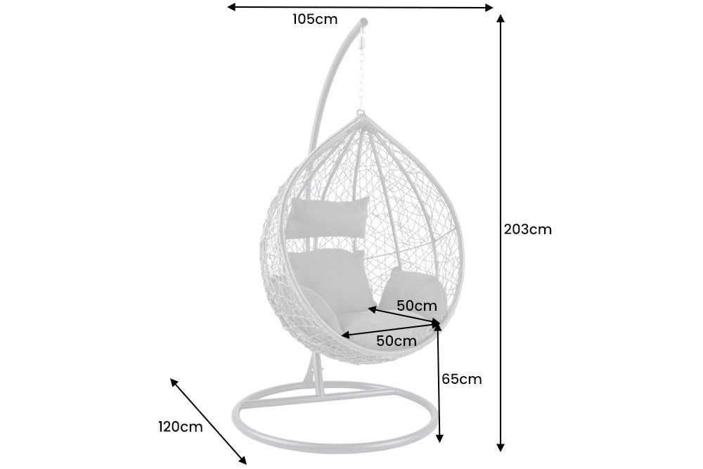 In- und Outdoor Hängesessel LOFT anthrazit grau Gartenstuhl inklusive Kissen wetterfest