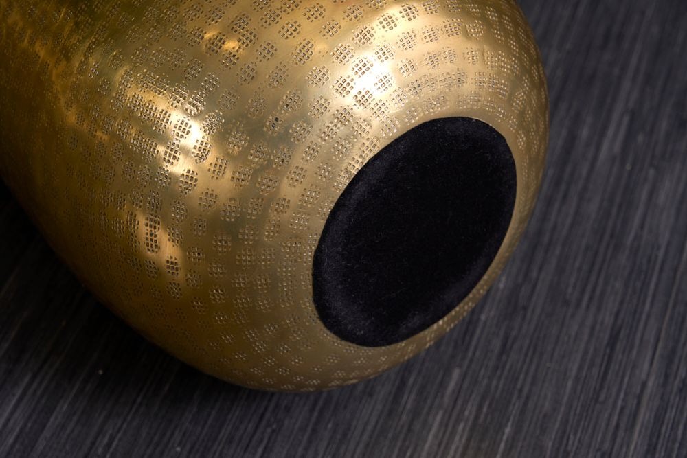 Elegante Vase ORIENT 50cm gold im Grid Hammerschlag Design