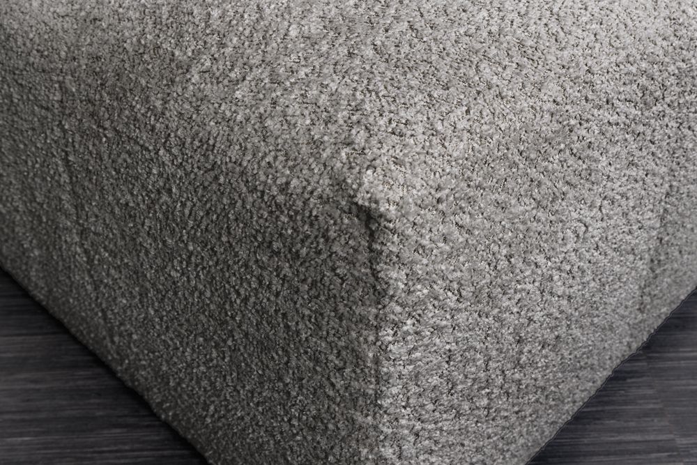 Moderner Hocker ROYAL 120cm grau Bouclé Federkern Sitzhocker Fußhocker