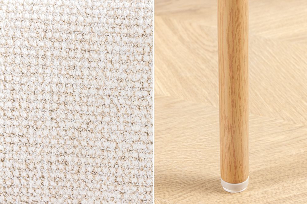 Design Stuhl BELFORT beige Strukturstoff Metallgestell Eiche