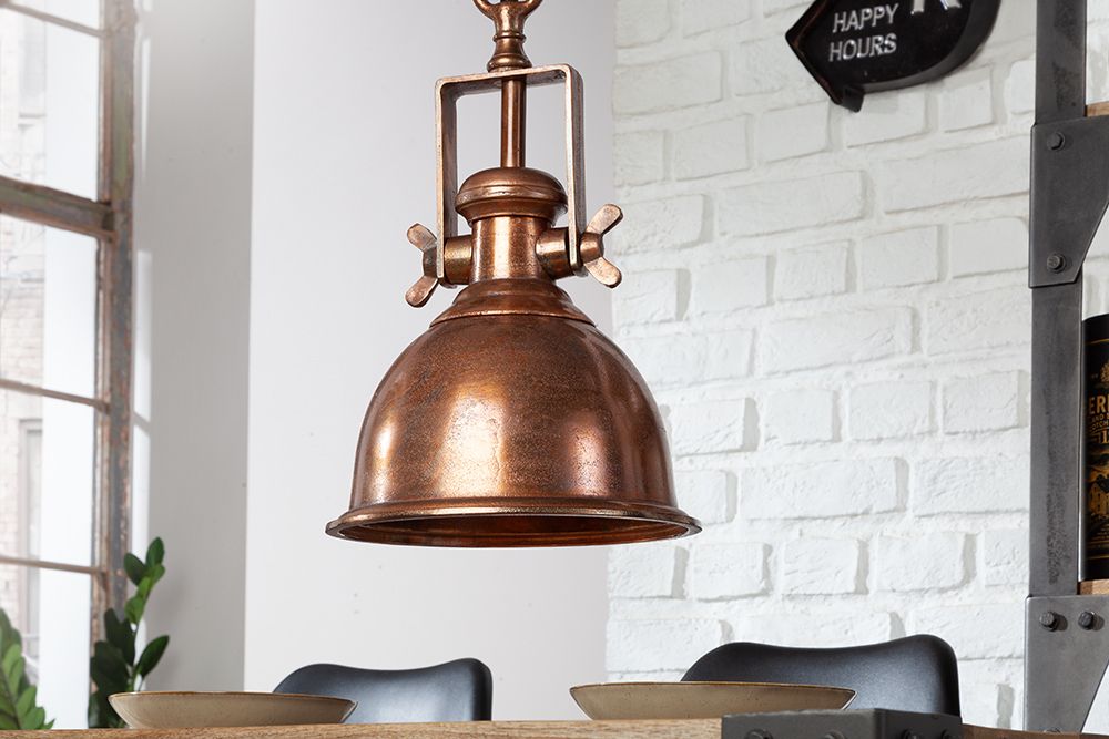 Design Hängelampe INDUSTRIAL 45cm kupfer geflammt Industrial Stil