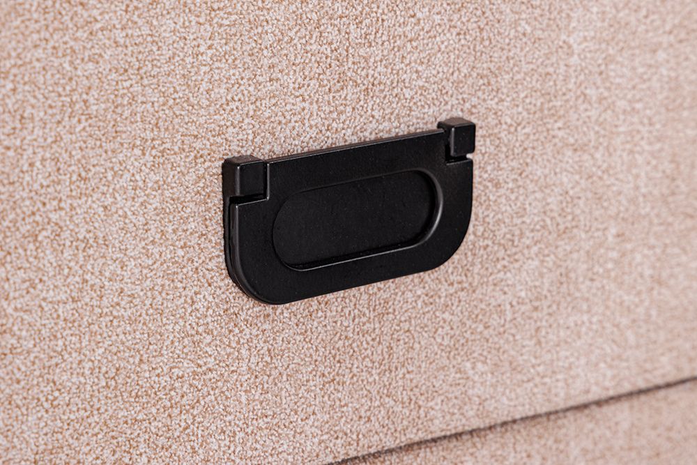 Quadratischer Nachttisch TOULOUSE 55cm beige Samt inkl. Beleuchtung und Schubladen