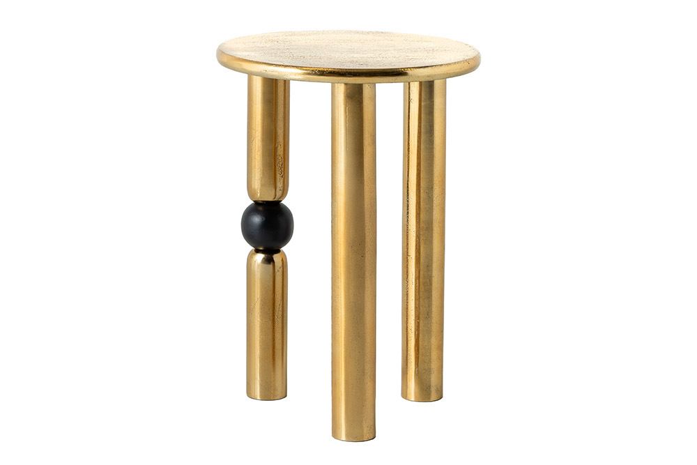 Handgefertigter Beistelltisch ABSTRACT 55cm gold schwarz Metall rund