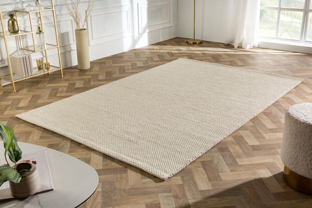 Design Teppich WOOL 240x160cm hellbeige aus Wolle