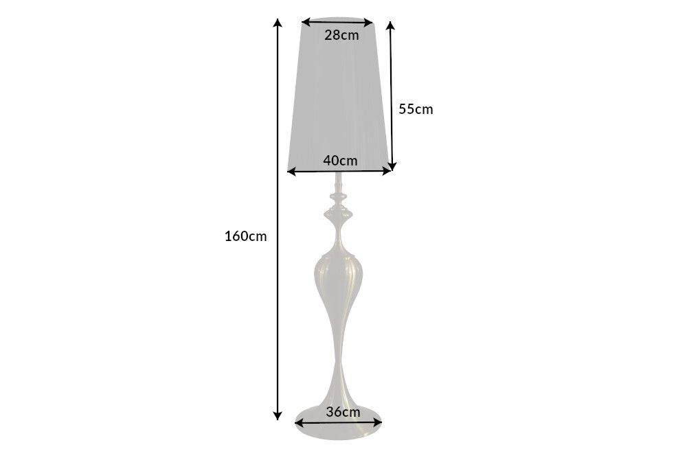 Barock Stehlampe LUCIE 160cm schwarz gold gebürstet Stehleuchte
