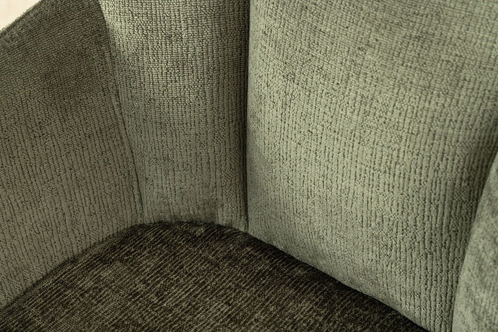 Drehbarer Retro Stuhl AVIGNON grün Chenille schwarze Metallbeine