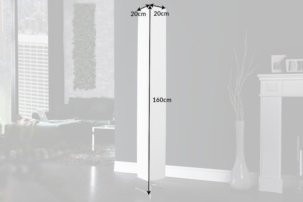 Moderne Design Stehlampe PARIS 160cm weiß Plissee Schirm Stehleuchte
