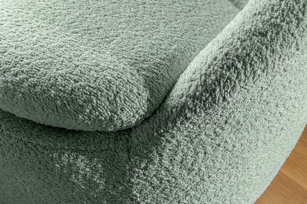 Drehbarer Design Sessel ALPINE salbei Bouclé 360° mit Armlehnen