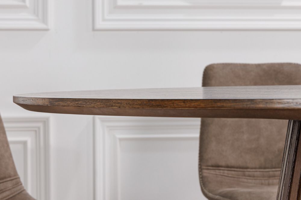 Runder Esstisch VALHALLA WOOD 120cm smoked Eichenholz Säulenfuß