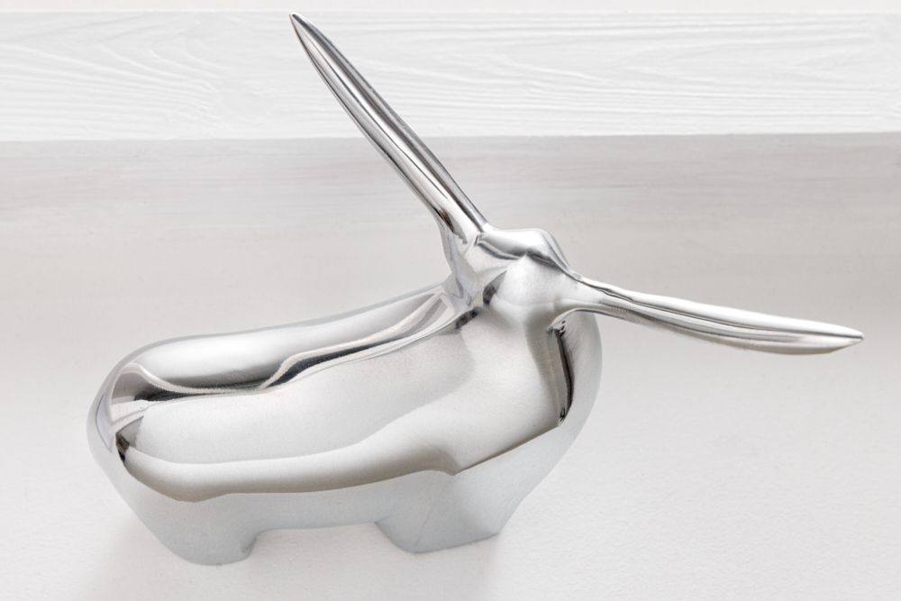 Moderne Skulptur BIG BULL silber Aluminium Dekoration Stierfigur Briefbeschwerer