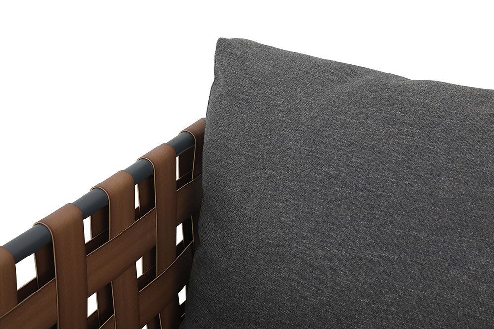 In- und Outdoor Lounge-Sessel UNIQUE 70cm schwarz braun grau Aluminium inkl. Kissen