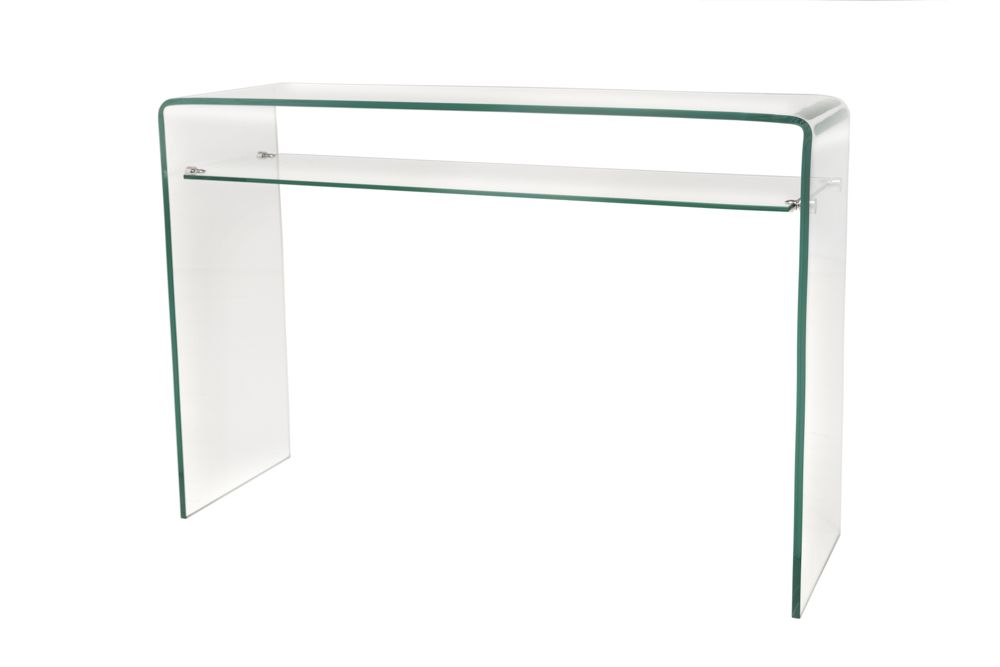 Design Konsolentisch FANTOME 100cm Glas transparent mit Ablage