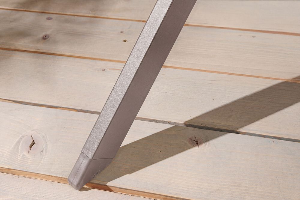 Runder Gartentisch DESIGNO 120cm natur Holz-Design greige Metall In- und Outdoor