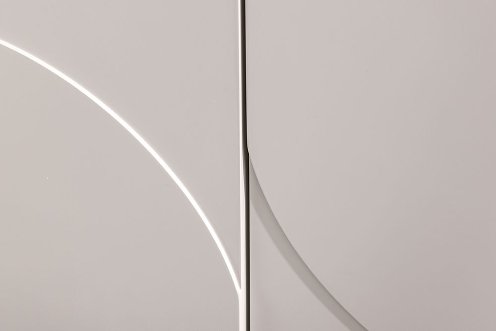 Design Sideboard SAVOY 180cm kaschmir weiß Marmor Keramik mit Stauraum und 3D-Front