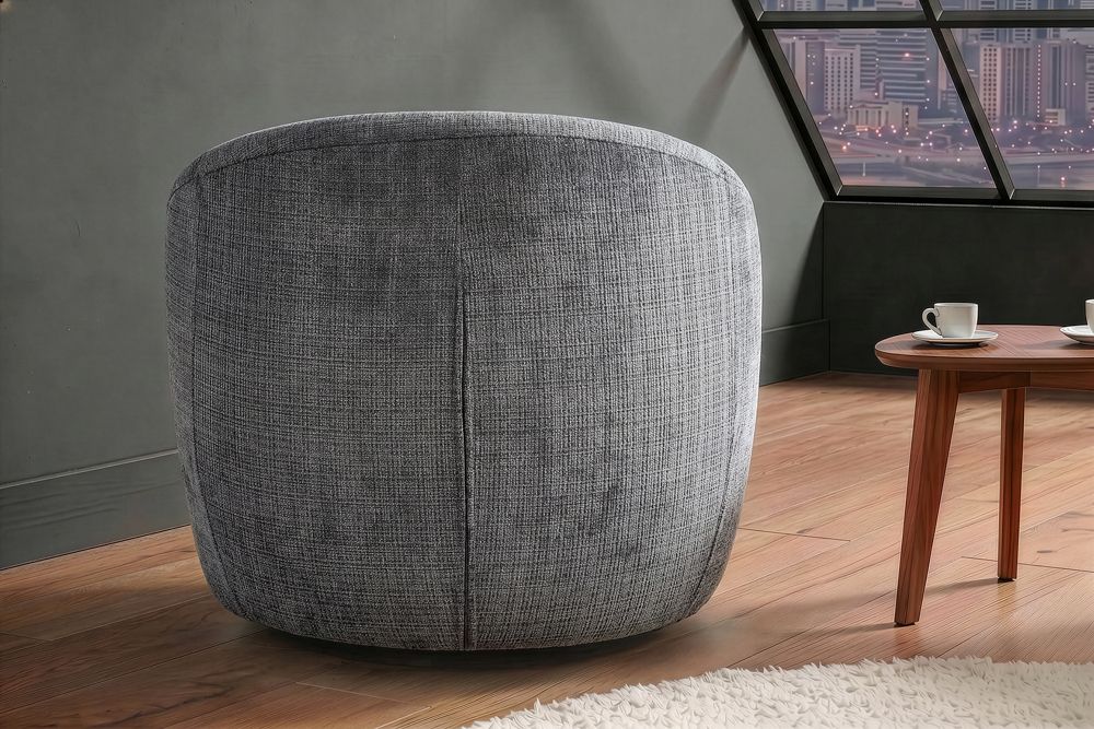 Drehbarer Design Sessel ALPINE grau Chenille Cremona 360° mit Armlehnen