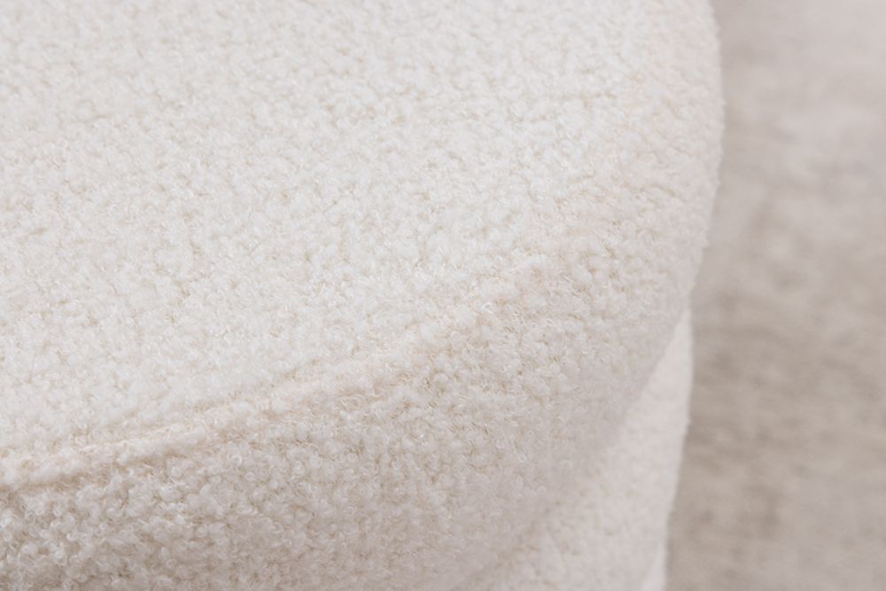 Runder Polsterhocker VOGUE 40cm weiß Bouclé mit Stauraum