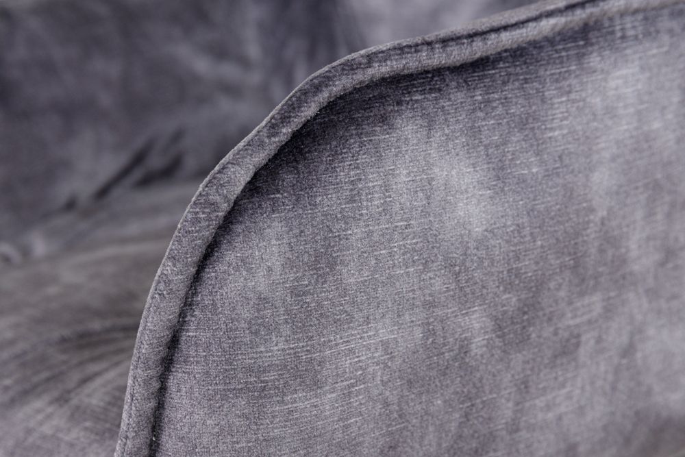 Design Barhocker MILANO grau Samt Barstuhl mit Lehne Metall schwarz Chesterfield-Steppung