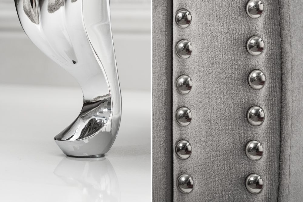 Eleganter Nachttisch EXTRAVAGANCIA 50cm silbergrau Samt Nachtkommode mit Schublade