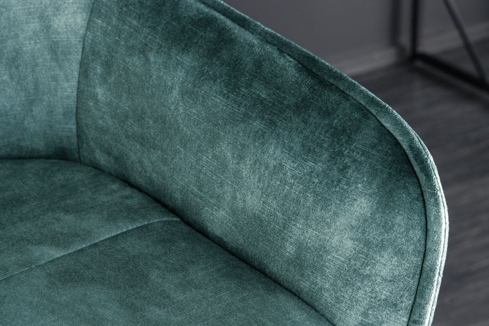 Design Barhocker EUPHORIA petrol Samt schwarze Metallbeine Barstuhl mit Lehne