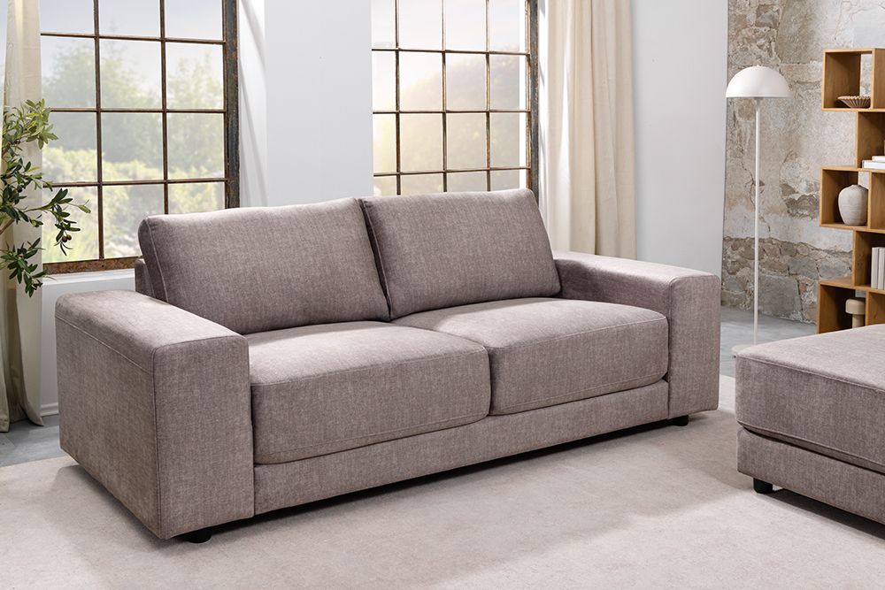 Großes Sofa LOFT 210cm taupe Vogue Velours Samt 3-Sitzer Couch Taschenfederkern