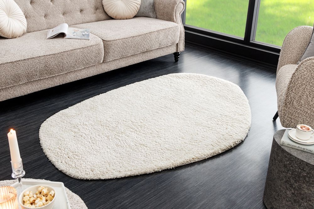 Design Teppich ORGANIC 180x120cm creme Hochflor Indoor-Teppich organische Form