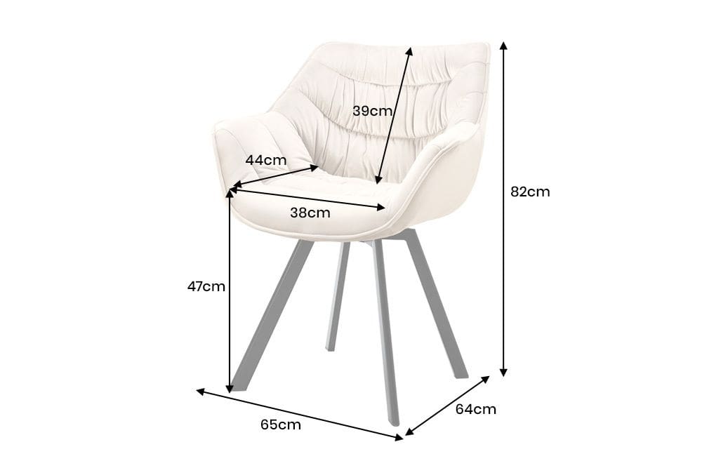 Drehbarer Stuhl THE DUTCH COMFORT champagner beige Samt schwarze Metallbeine