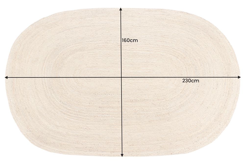 Ovaler Teppich PURE NATURE 230x160cm Jute handgewebt Flachgewebe